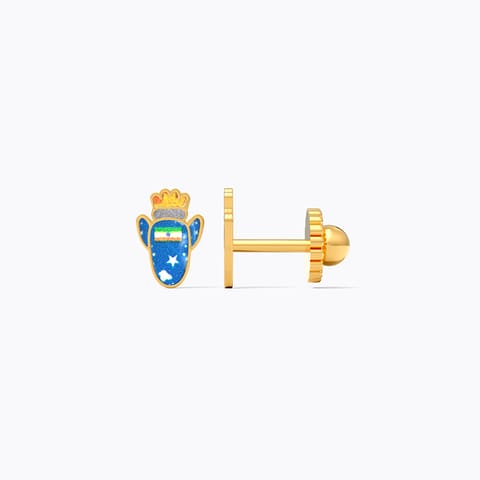 Rocket 9KT Gold Stud Earrings for Kids