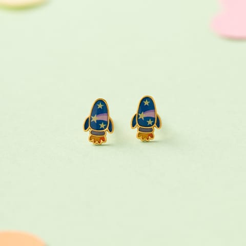 Small Rocket 9KT Gold Stud Earrings for Kids Small Rocket 9KT Gold Stud Earrings for Kids