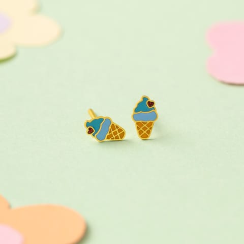 Blueberry Icecream 9KT Gold Stud Earrings for Kids