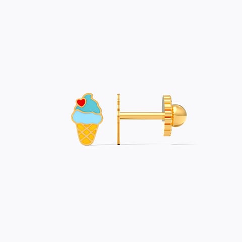 Blueberry Icecream 9KT Gold Stud Earrings for Kids