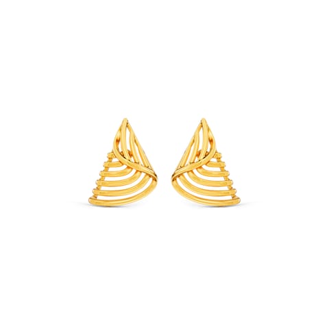Lattice Triangle 9KT Gold Stud Earrings