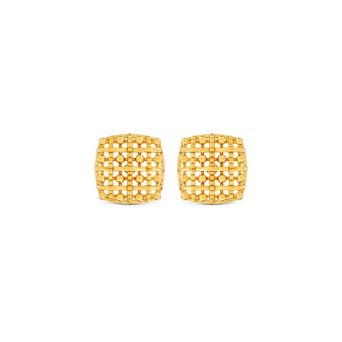Cubical Mesh 9KT Gold Stud Earrings