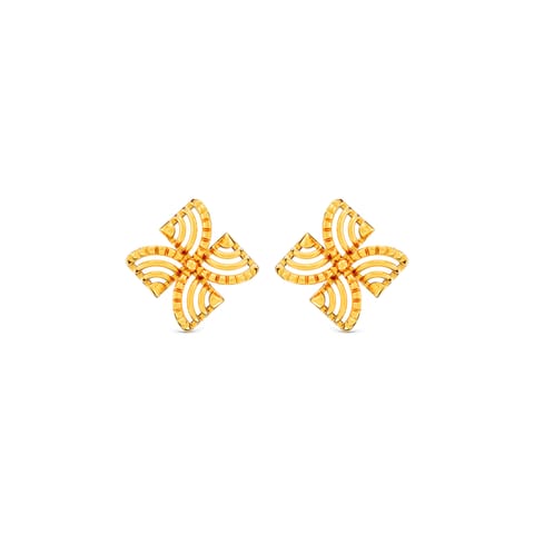 Florid Mesh 9KT Gold Stud Earrings