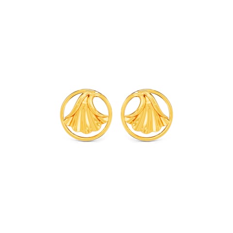 Ginkgo Glint 9KT Gold Stud Earrings