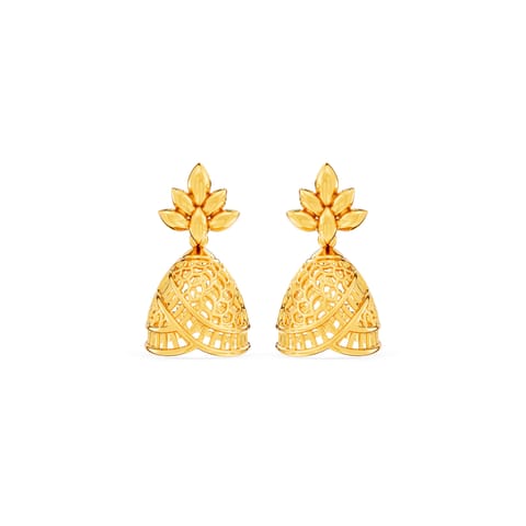 Filigree Temple 9KT Gold Jhumkas Filigree Temple 9KT Gold Jhumkas