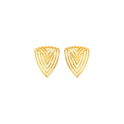 Weaving Triangle 9KT Gold Stud Earrings