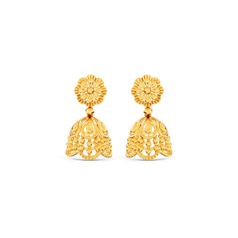 Scallop Mesh 9KT Gold Jhumkas Scallop Mesh 9KT Gold Jhumkas