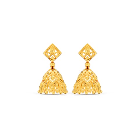 Antique Mesh 9KT Gold Jhumkas Antique Mesh 9KT Gold Jhumkas
