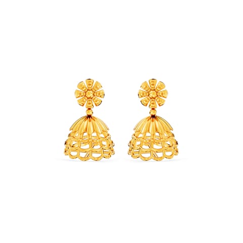 Royal Jaali 9KT Gold Jhumkas Royal Jaali 9KT Gold Jhumkas