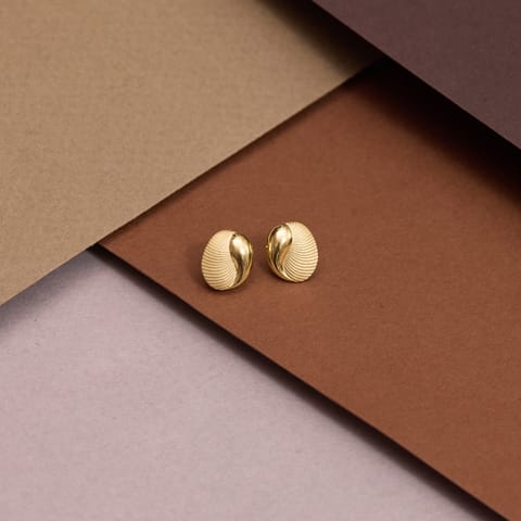 Grooved Ovate Gold Stud Earrings Grooved Ovate Gold Stud Earrings
