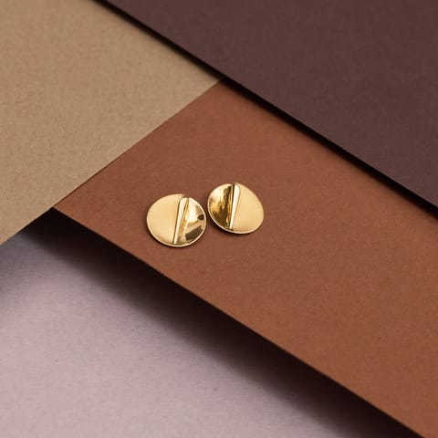 Carved Circle Gold Stud Earrings Carved Circle Gold Stud Earrings