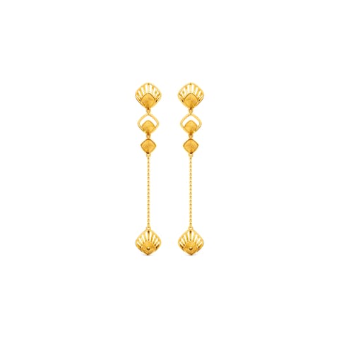 Shining Seashell Gold Drop Earrings
