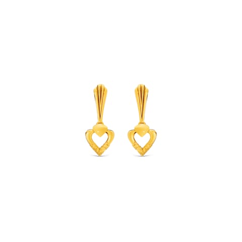 Swaying Heart Gold Drop Earrings