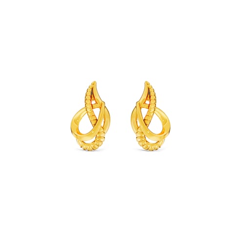 Twisting Glint Gold Stud Earrings
