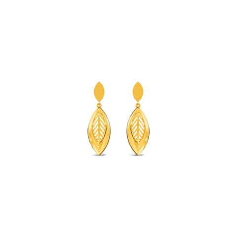 Leafy Vein Gold Drop Earrings
