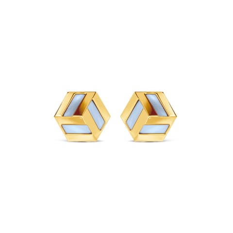 Cube Gold Stud Earrings for Men