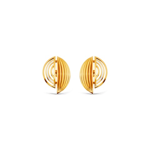 Poised Band Gold Stud Earrings