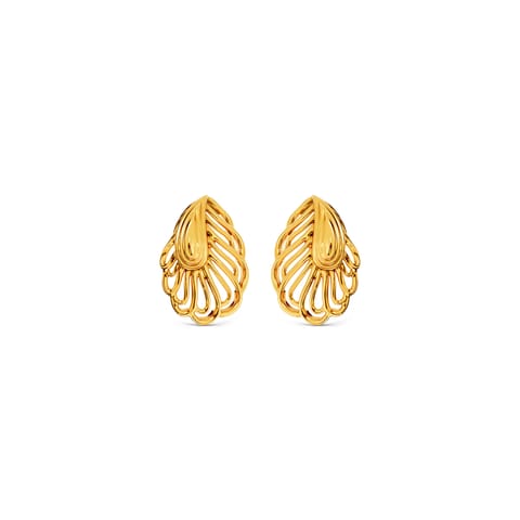 Woven Rhythm Gold Stud Earrings