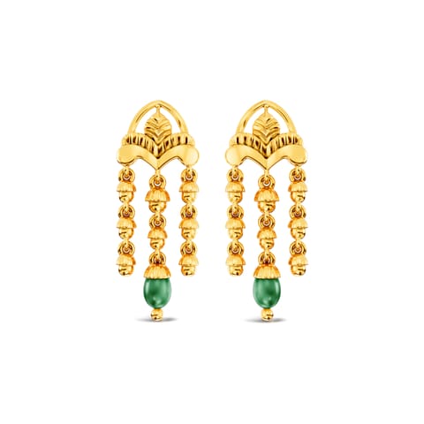 Green Tassel Gemstone Drop Earrings Green Tassel Gemstone Drop Earrings