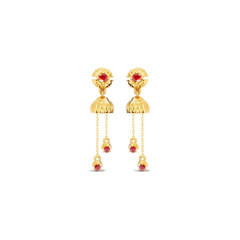Red Bells Gemstone Drop Earrings