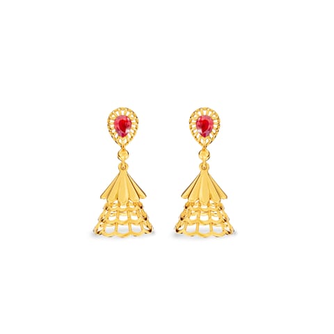 Red Chimes Gemstone Jhumkas Red Chimes Gemstone Jhumkas