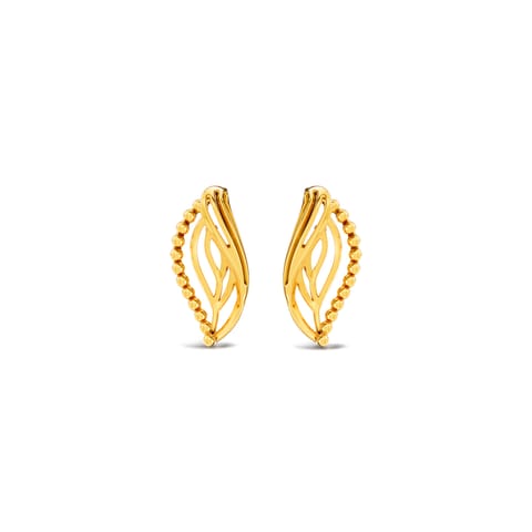 Delicate Leaf Gold Stud Earrings