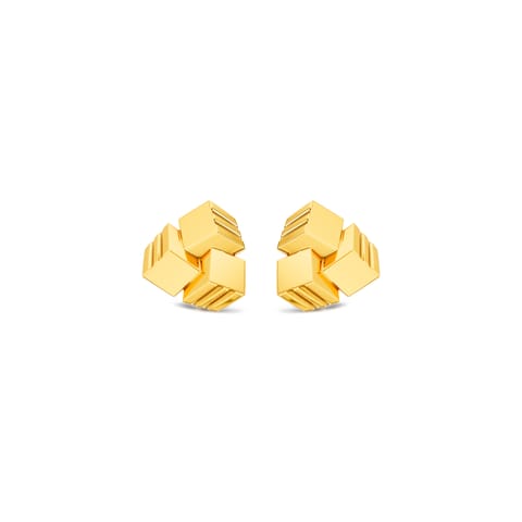 Mini Blocks Gold Stud Earrings