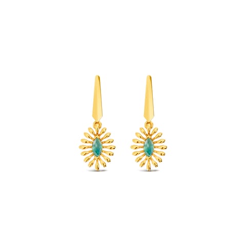 Sunburst Green Gemstone Drop Earrings Sunburst Green Gemstone Drop Earrings