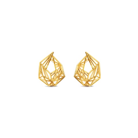 Modern Mosaic Gold Stud Earrings
