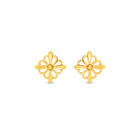 Lattice Floret Gold Stud Earrings
