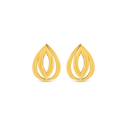 Two Tone Pear Gold Stud Earrings