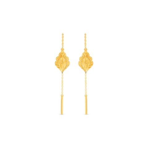 Sleek Curve Gold Sui Dhaga Earrings