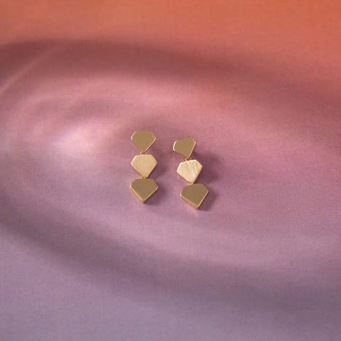 Tri Link Gold Drop Earrings