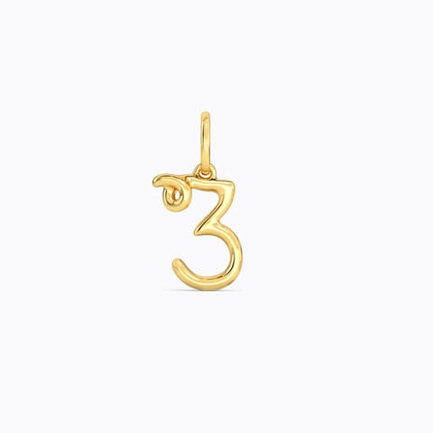 Number 3 Gold Cursive Charm