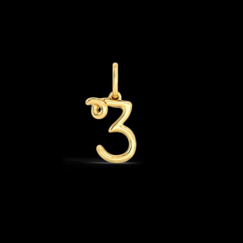Number 3 Gold Cursive Charm