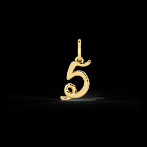Number 5 Gold Cursive Charm Number 5 Gold Cursive Charm
