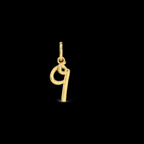 Number 9 Gold Cursive Charm