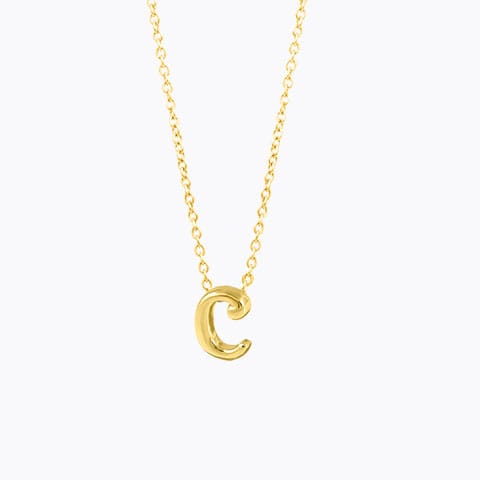 Classic Alphabet C Gold Necklace Gold Necklaces 14 Karat Yellow Gold Classic Alphabet C Gold Necklace