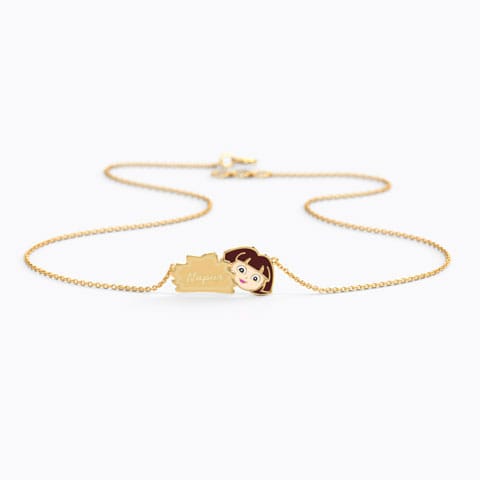 Personalised Dora The Explorer Kids' Gold Necklace