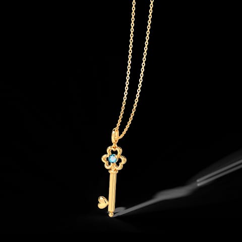 Aqua Floret Gemstone Key Necklace Aqua Floret Gemstone Key Necklace