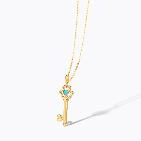 Turquoise Floret Gemstone Key Necklace Turquoise Floret Gemstone Key Necklace