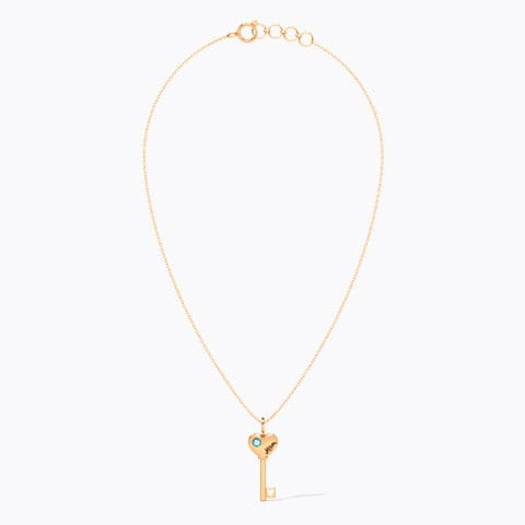 Aqua Amore Gemstone Key Necklace Aqua Amore Gemstone Key Necklace