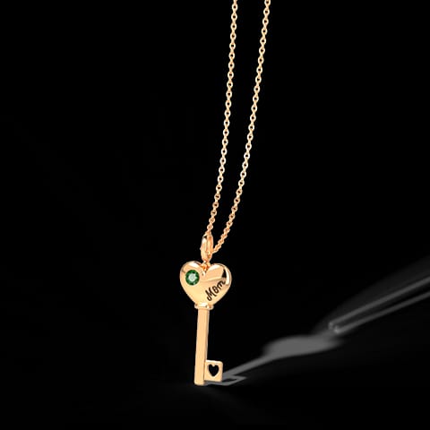 Verdant Amore Gemstone Key Necklace