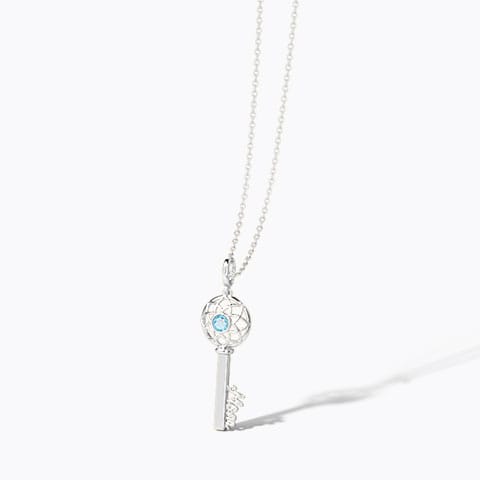 Topaz Ornate Key Gemstone Necklace