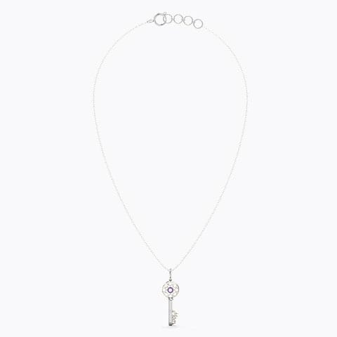 Amethyst Ornate Gemstone Key Necklace