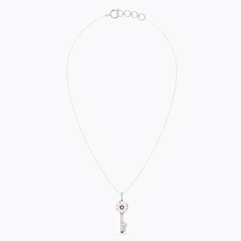 Garnet Ornate Gemstone Key Necklace