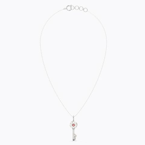 Scarlet Ornate Gemstone Key Necklace