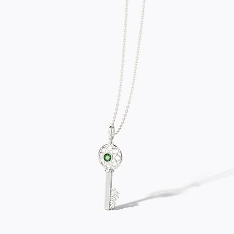 Verdant Ornate Gemstone Key Necklace