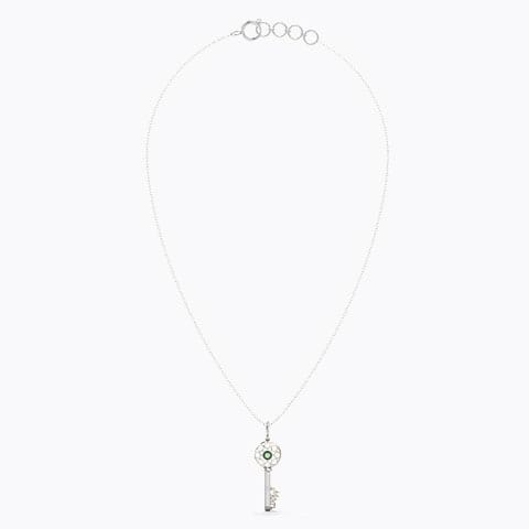 Verdant Ornate Gemstone Key Necklace