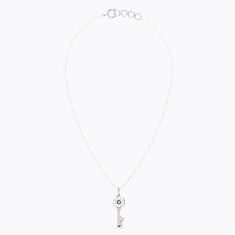 Azure Ornate Gemstone Key Necklace